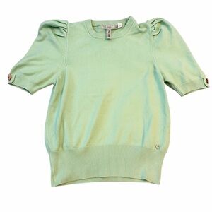 Guess Mint Green Knit Top with beautiful Jewel detailed buttons Size large